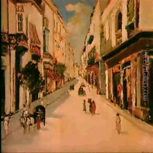 A Street In Majorca Oil Painting - James Kay
