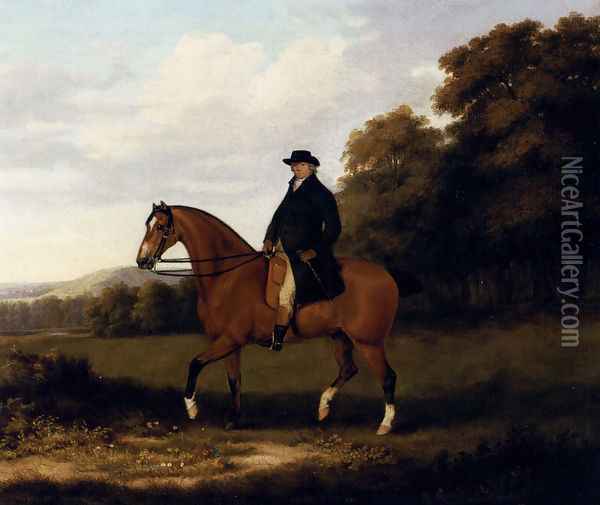 A Gentleman And His Bay Hack Oil Painting - John Nost Sartorius