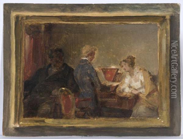 La Lecon De Piano Oil Painting - Marguerite Gerard