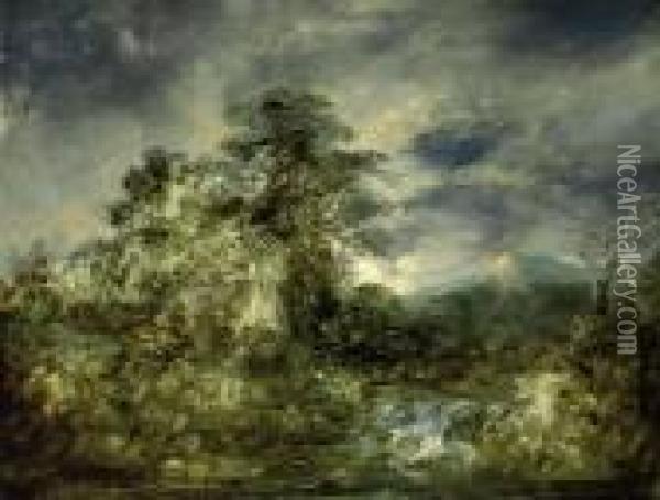 A Moonlit Stream Oil Painting - John Berney Crome