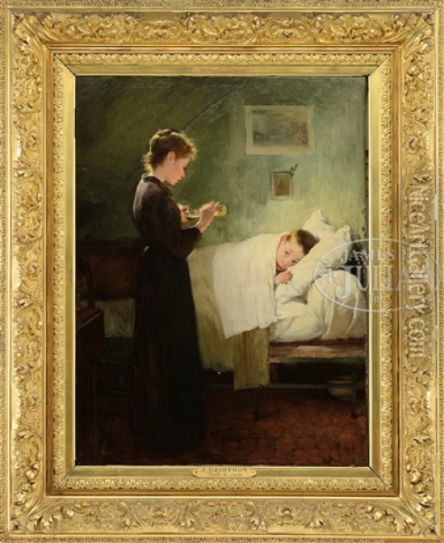 L'huile De Ricin Oil Painting - Henry Jules Jean Geoffroy