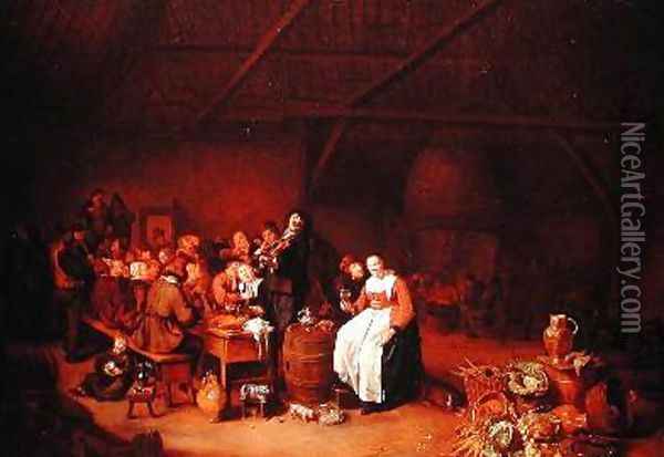 Peasants feasting in a Country Inn Oil Painting - Jan Miense Molenaer