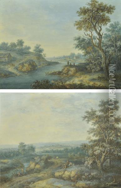 Figures Fishing On A River Oil Painting - Paul Sandby