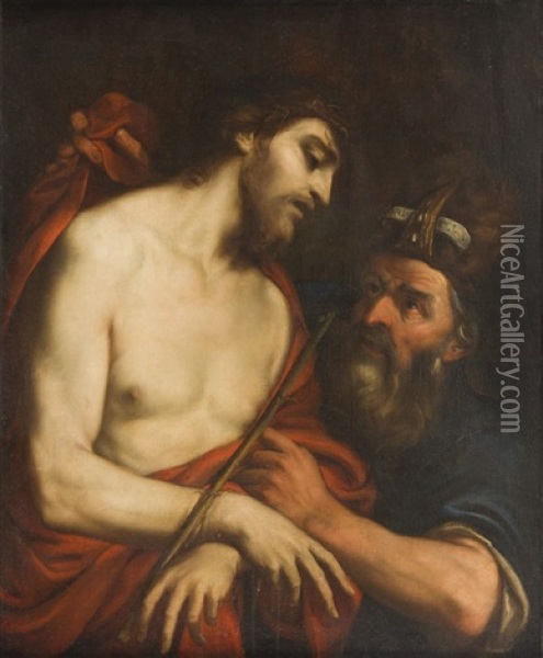 Christ And Caiaphas Oil Painting - Gioacchino Assereto
