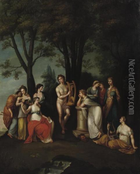 Apollo And The Muses Oil Painting - Angelica Kauffmann