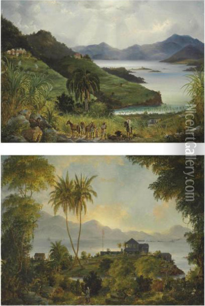 Cruz Bay; Cinnamon Bay, Danish West Indies Oil Painting - Fritz Sigfried G. Melbye
