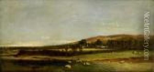 View Of The Dublin Mountains From Templelogue Oil Painting - Erskine Nicol