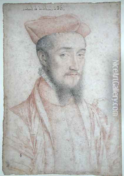Portrait of Cardinal Charles de Lorraine (1525-74) c.1555 Oil Painting - (studio of) Clouet