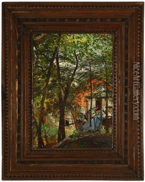 Cabin Through The Trees Oil Painting - Karl Yens