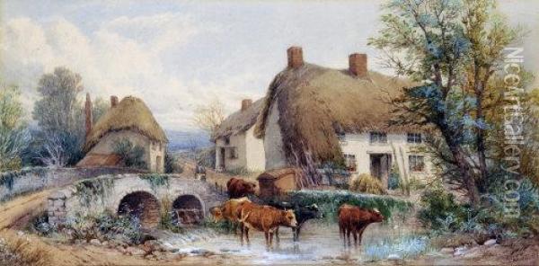 Cattle In The Stream Oil Painting - Thomas, Tom Rowden