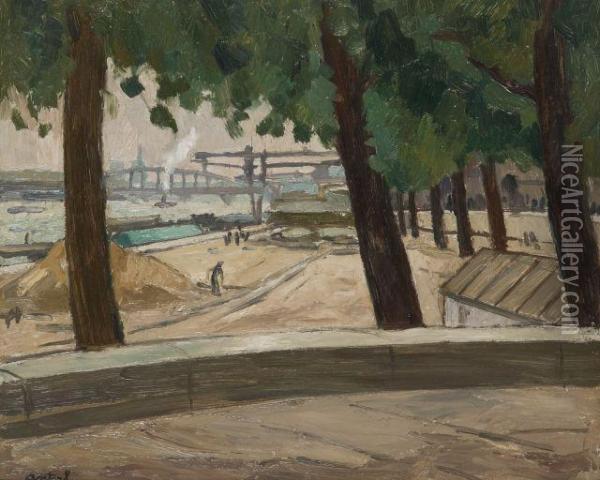 Quai De Seine A Paris Oil Painting - Louis Robert Antral