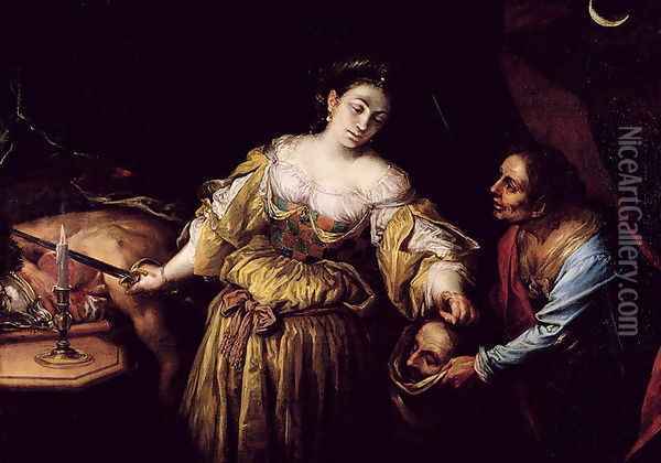 Judith Beheading Holofernes, c.1648-54 Oil Painting - Francesco del Cairo