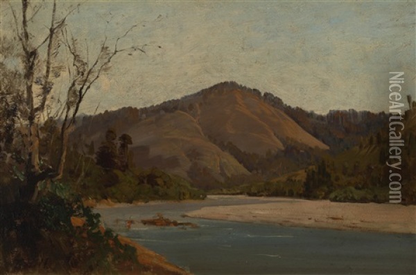 Untitled (russian River?) Oil Painting - Thomas Hill