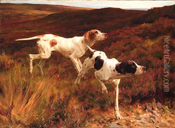 Two Pointers on the Moors Oil Painting - Thomas Blinks