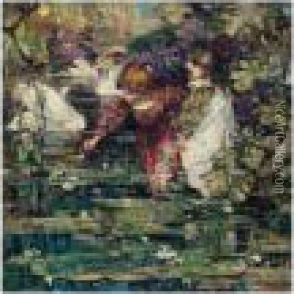 The Swan Lake Oil Painting - Edward Atkinson Hornel