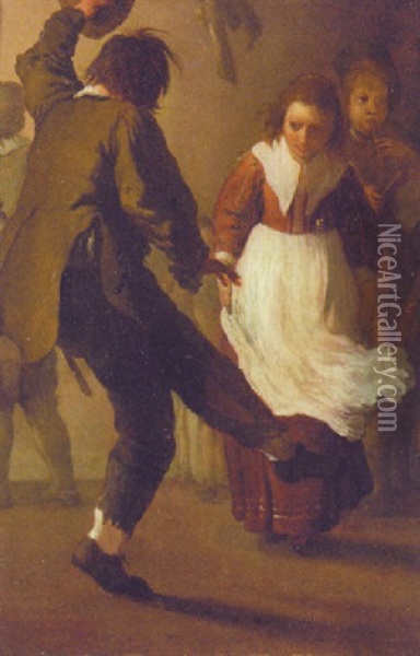 Peasants Dancing In An Interior Oil Painting - Jan Josef Horemans the Elder