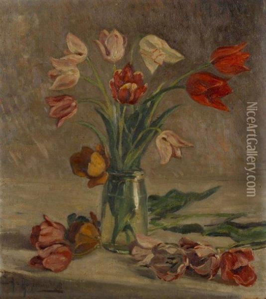 Nature Morte Aux Tulipes Oil Painting - Alexander Ivanovich Lazhechnikov