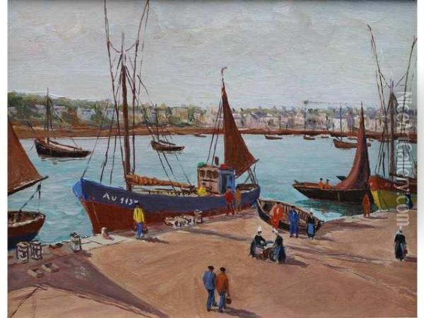 Scene De Port A Audierne Oil Painting - Adele De La Porte