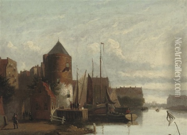 A View Of Haarlem, With The St. Bavo Church In The Distance Oil Painting - Johannes Frederik Hulk the Elder