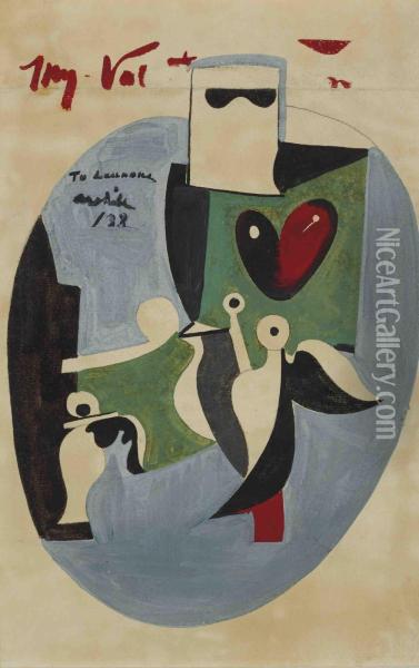 Valentine, With Garden In Sochi Motif Oil Painting - Arshile Gorky