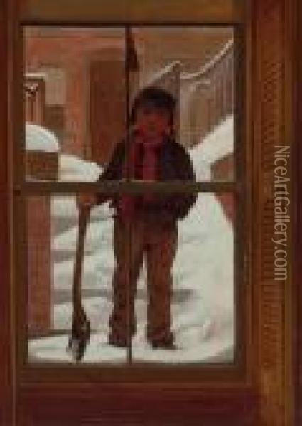 Can I Shovel Off The Snow? Oil Painting - John George Brown