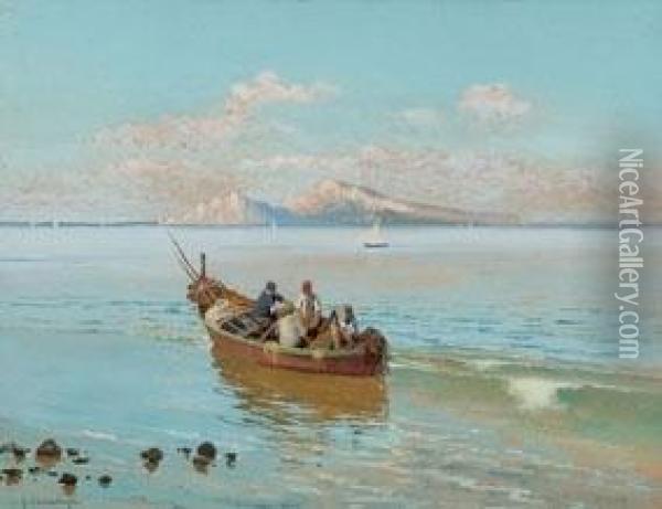Pescatori Al Largo Di Capri Oil Painting - Giuseppe Chiarolanza