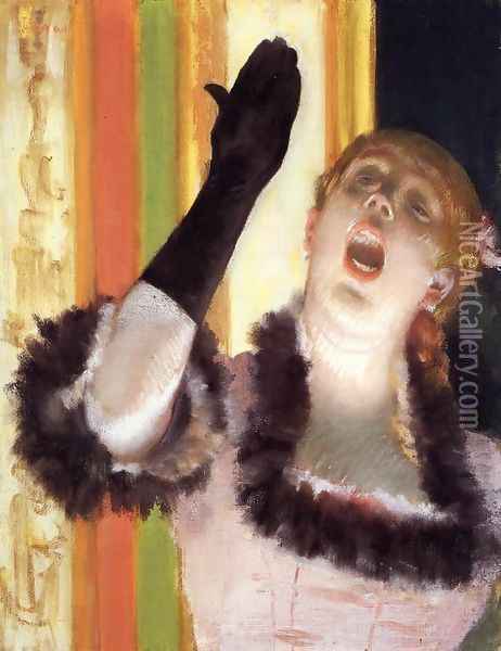 Singer with a Glove Oil Painting - Edgar Degas