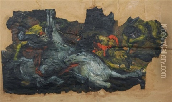 Fragment Einer Kampfszene Oil Painting - Hubert Ruether