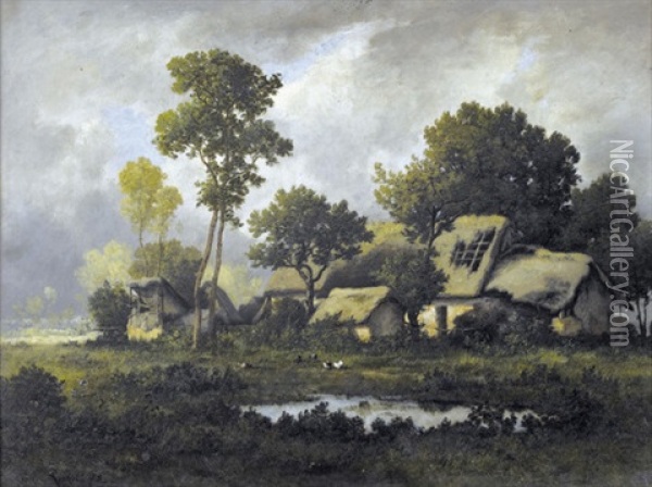 Landschaft Mit Bauerngut Oil Painting - Leon Richet