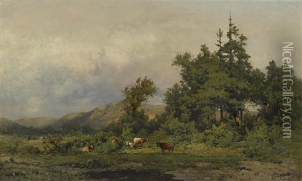 Cows Grazing Oil Painting - Carl Von Perbandt