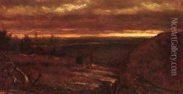 Landscape at Sunset Oil Painting - Thomas Worthington Whittredge