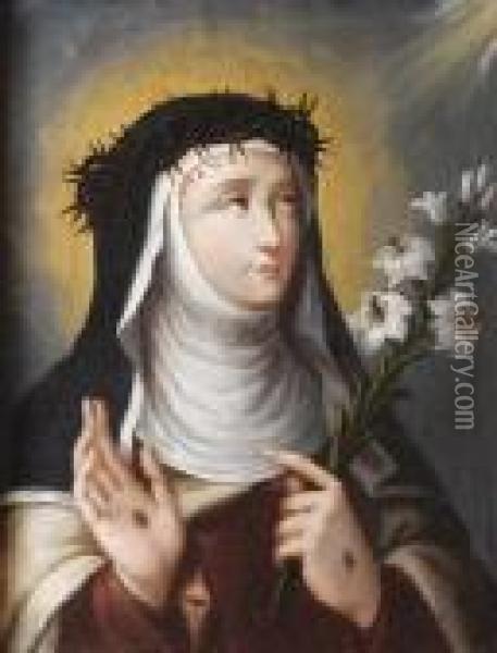 Sainte Catherine De Sienne Oil Painting - Carlo Dolci
