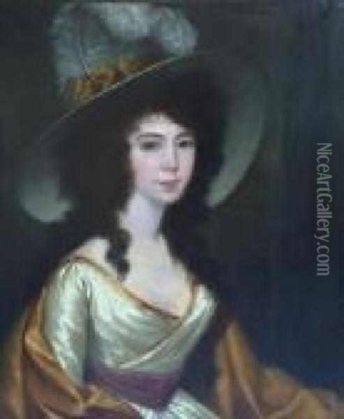 Attr.a. Ritratto Di Signora Con Cappello Oil Painting - Sir Joshua Reynolds