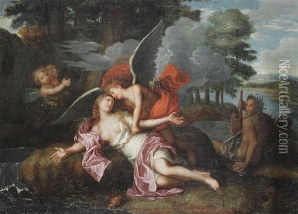 Venus Et Cupidon Avec Amour Et Allegorie D'un Fleuve Oil Painting - Gerard de Lairesse
