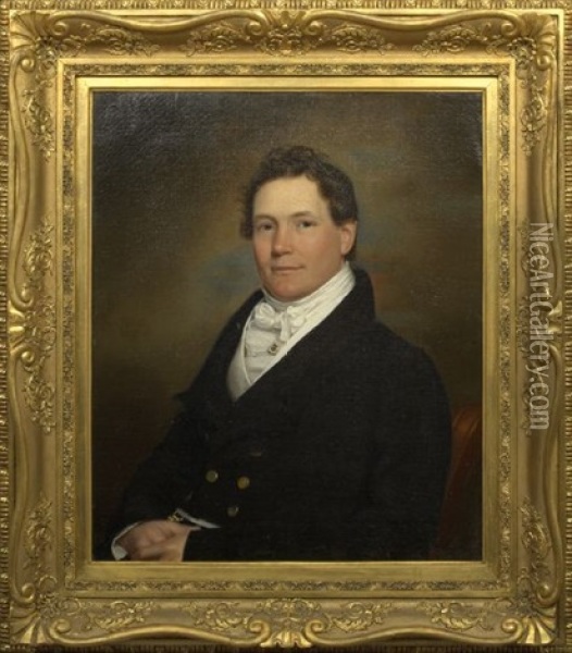 Portrait Of A Gentleman In A Black Coat And White Silk Cravat Oil Painting - Sir Henry Raeburn