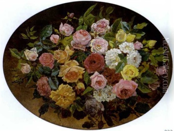 Groses Rosenstuck Oil Painting - Anna Stainer-Knittel