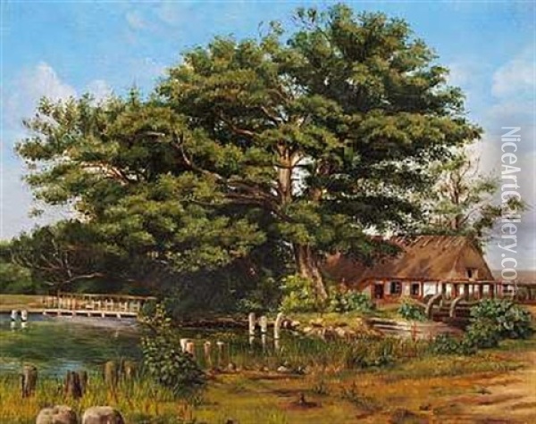 Landskab Naer Silkeborg Oil Painting - Ludwig Heinrich Theodor (Louis) Gurlitt