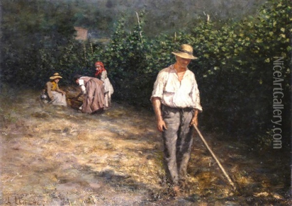 Environs De Mont St. Pere Oil Painting - Leon Augustin L'Hermitte