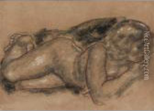 Reclining Nude Oil Painting - Leo Gestel