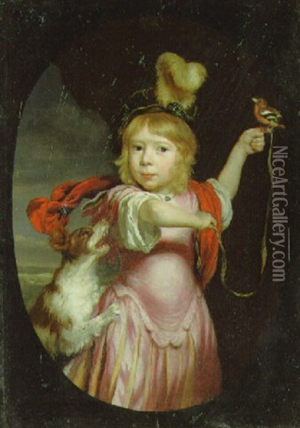 Portrait Of A Boy As Cupid, Three-quarter-length, In Classical Costume, Wearing A Feathered Hat Oil Painting - Nicolaes Maes