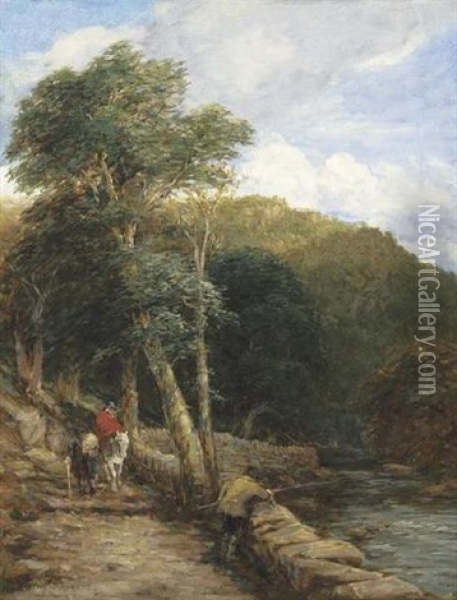 The Fisherman - View At Bettws-y-coed Oil Painting - David Cox the Elder