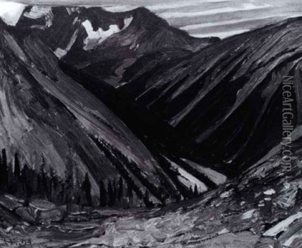 Mt. Goodsir From Bench Of Odaray, L. O'hara Camp Oil Painting - James Edward Hervey MacDonald