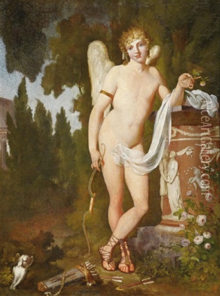 Amor Oil Painting - Johann Josef Schwachhofer