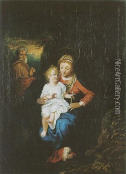 Die Hl. Familie Oil Painting - Louis Anton Gottlob Castelli