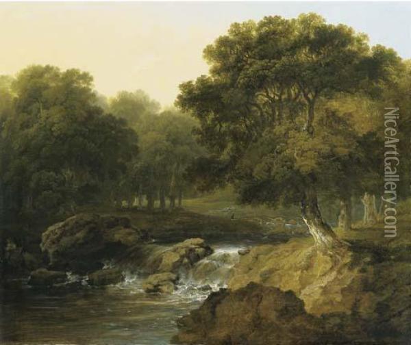 A Wooded River Landscape Oil Painting - James Arthur O'Connor