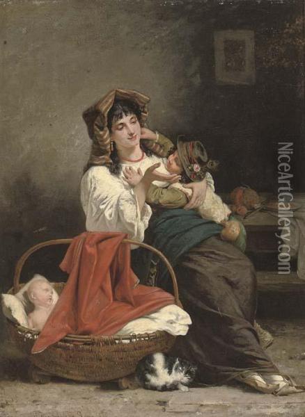 A Mother's Love Oil Painting - Guerrino Guardabassi
