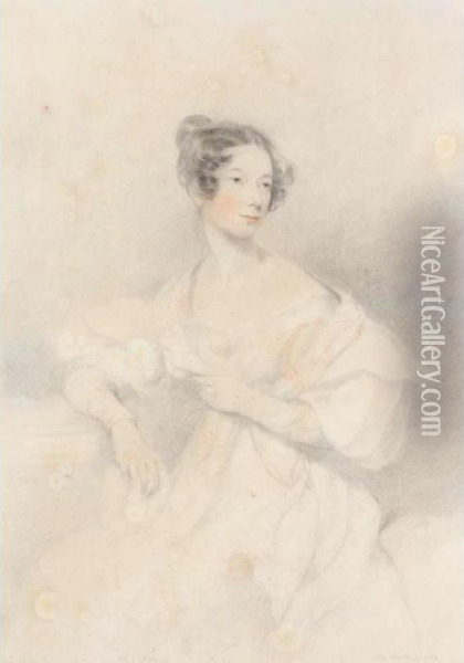 Portrait Of A Lady; Portrait Of A Child Oil Painting - Andrew Morton