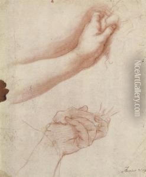 Study Of A Woman's Hands Oil Painting - Francesco Furini