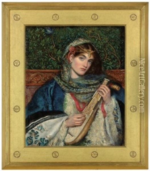 The Mandolin Oil Painting - James Smetham