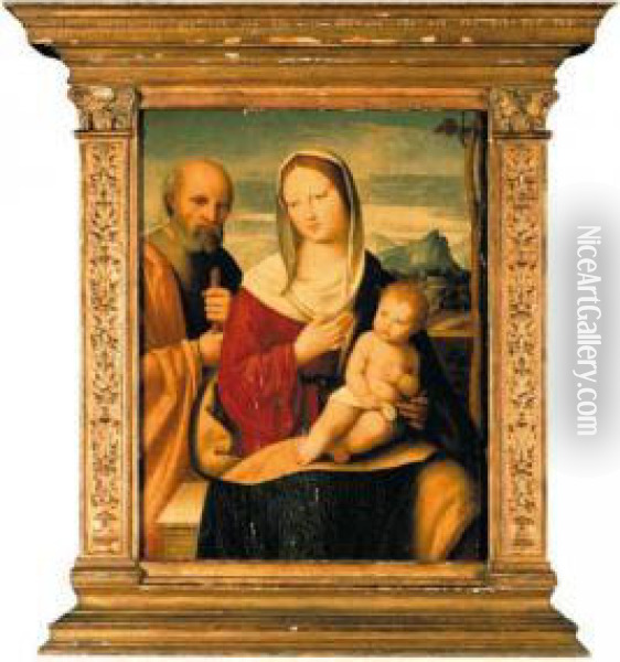 The Holy Family With A Landscape Beyond Oil Painting - Nicola Pisano